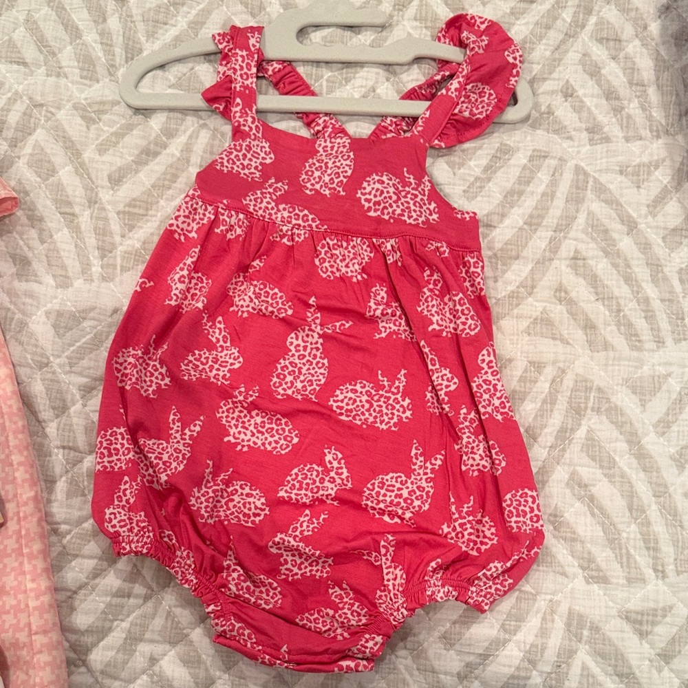 Posh Peanut Pink Baby Outfit with Bunny Design
